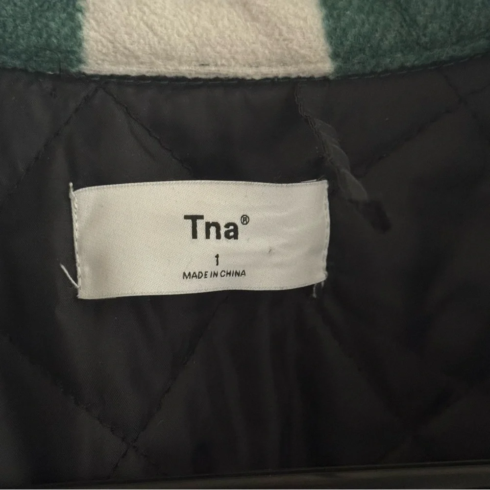 TNA Oversized Green & White Check Fleece Jacket